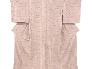 格子に花模様小紋着物